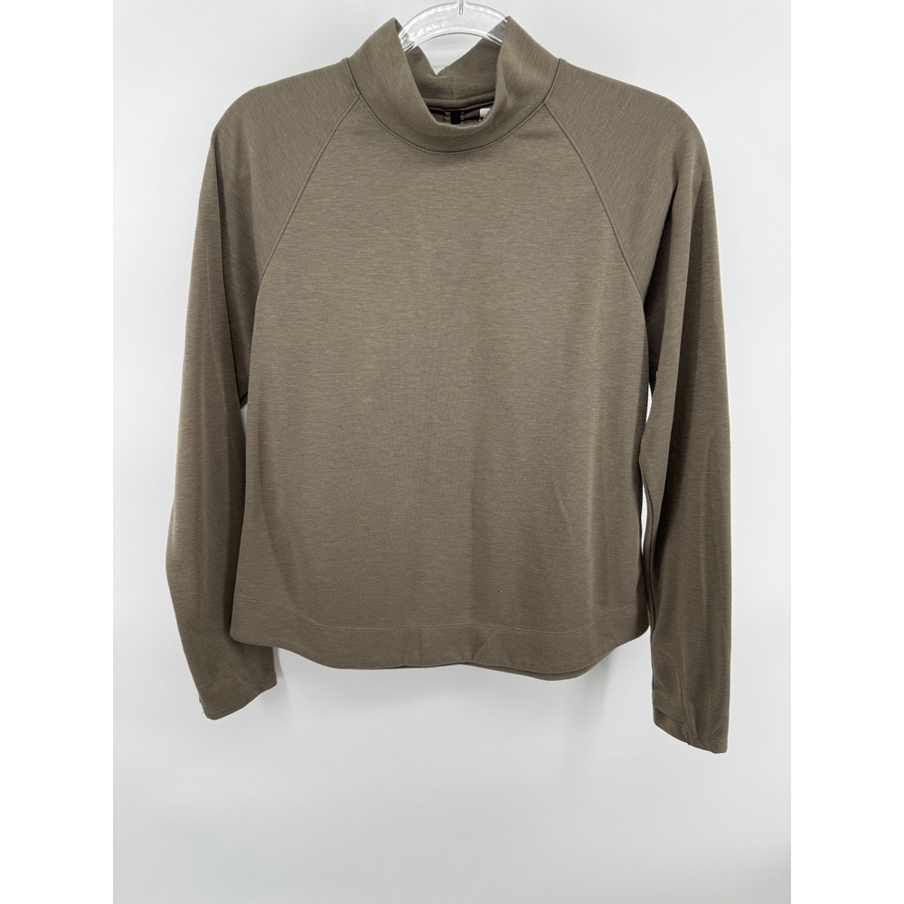 Orvis Womens Mock‎ Neck Long Sleeve Wool Blend Top Olive Drab 3GH6 F23 Medium